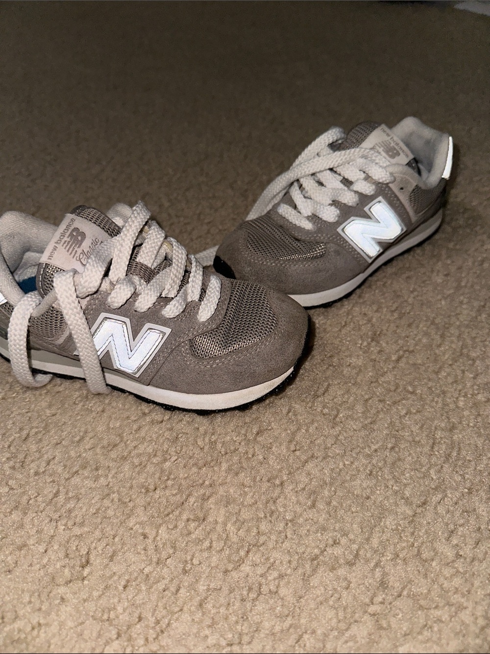 New Balance Grey Suede & Mesh Sneakers